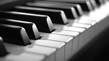 Naklejka premium Macro shot of piano keyboard emphasizing contrast between black and white keys in elegant minimal composition