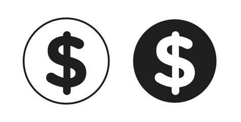 Obraz premium Dollar icons set. Simple line vector illustration