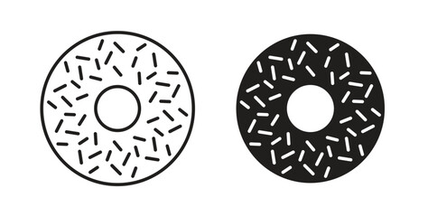 Doughnut icons set. Simple line vector illustration