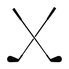 Pair of golf club  icons including iron and wedge, flat design, isolated on transparent background for sports websites, mobile apps, and golf-themed illustrations.