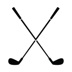 Golf club vector icon set featuring iron and wedge clubs in flat style, isolated on transparent canvas for sports apps, websites, and golf illustration design.