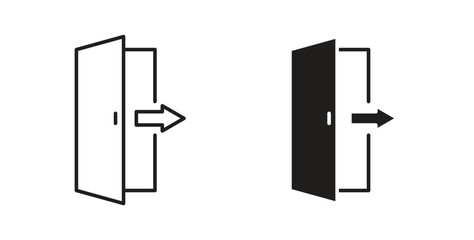 Exit icons set. Simple line vector illustration