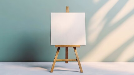 Minimalist composition of blank canvas on easel in front of smooth gradient background, emphasizing creative inspiration
