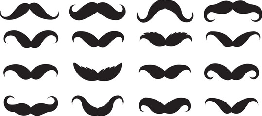Fototapeta premium Set of mustache silhouette vector ,.Simple black mustache icon