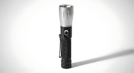 Sleek and robust LED flashlight, an essential portable illumination tool featuring a durable black body and metallic head for various outdoor and emergency uses