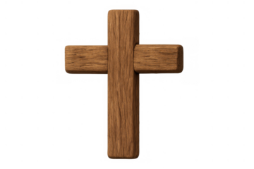 Wooden christian cross symbolizing faith, spirituality, and religion, a sacred symbol of divinity on transparent background