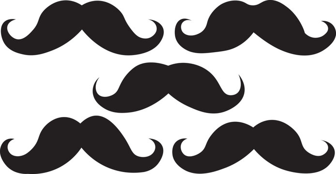 Set of mustache silhouette vector  ,.Simple black mustache icon