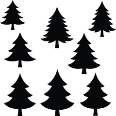 pine, tree, forest, nature, evergreen, silhouette, vector, black, icon, graphic, minimal, stylized, isolated, illustration, drawing