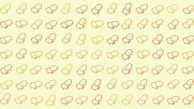 Seamless Loop Pattern: Chat Shapes with Soft Yellow Orange Gradient on Cream Background, Modern Minimalist Design 4K UHD