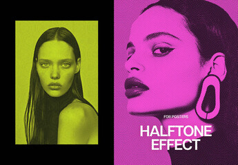 Halftone Poster Photo Effect Mockup