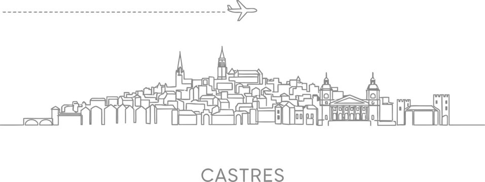 Castres Skyline with Airplane Travel
