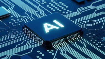 Explore the Future of AI with this Stunning Circuit Board Design Featuring a Microchip, Perfect for Tech Innovations and Cutting-Edge Research Projects