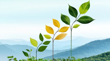 Fresh Green Leaves Showing Seasonal Changes in Natural Landscape