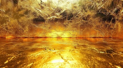 Glimmering Golden Background with Reflective Surface and Texture