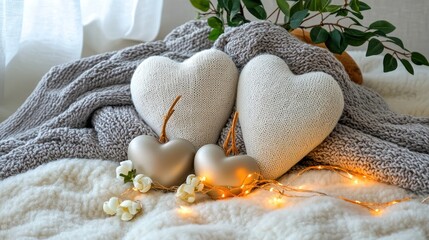 Cozy Home Decor with Hearts and Soft Textiles for Warm Ambiance