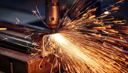 close up of industrial metal cutting sparks