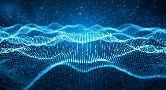 Abstract Blue Digital Waveform - Technology and Data Visualization.