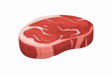 Isolated raw beef steak cut illustration for grilling and barbecue concept