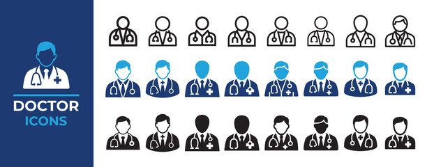 Physician doctor icons. Doctor logo vector. Black vector illustration eps 10