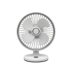 White Electric Desk Fan with Four Blades on a Background appliance isolated on a transparent background