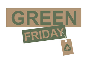 Green Friday with Recycle Tag. Eco-friendly Green Friday. perfect for ethical sale promotions and conscious consumption campaigns. Isolated. Alternative to black friday. Vector illustration