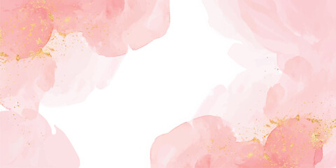 Abstract pink watercolor background texture with beautiful rose flowers, petals, and floral spring decoration