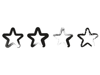 Grunge Star Rating Icons Set. Hand-Drawn Rough Star Outlines Vector Illustration.