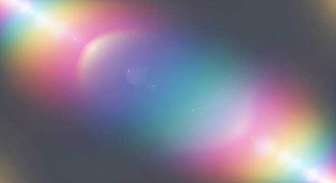 Colorful rainbow lens flare effect on a dark background for creative designs