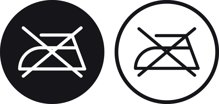 Do not iron icon set in two styles . No ironing laundry symbol . Laundry fabric clothes washing care icon . Vector illustration