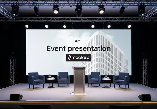 Conference stage presentation mockup template