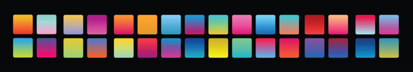 Bright vibrant set of gradients background. Vibrant modern gradient swatches vector set. Vector illustration.
