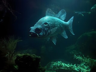 Monster Fish In Aquarium Wallpaper