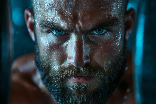 Generative AI image of smiling athletes during individual or group fitness training session including gym coach and mixed gender outdoor workouts