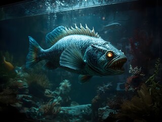 Monster Fish In Aquarium Wallpaper