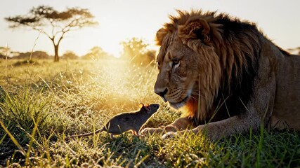Lions resting together in harmony amidst lush greenery perfectly capture the concept of unexpected partnerships and unlikely alliances conveying the idea that even the largest and smallest of.