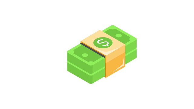 An animated icon of paper currency in modern style, animated vector of banknotes in isometric style