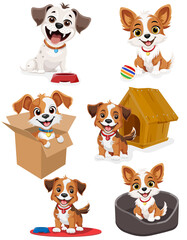 pet small puppy dog cartoon stock vector illustration isolated on white background