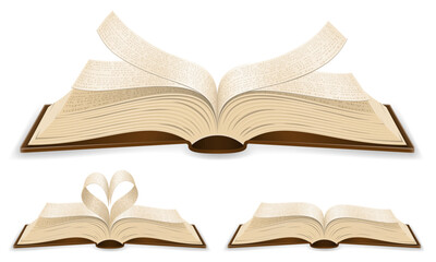 retro open book with pages cartoon stock vector illustration isolated on white background