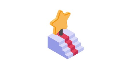 Career success, business achievement isometric animated icon in modern style