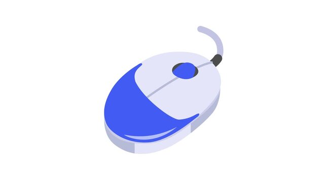 Isometric animated icon of computer mouse, editable animated vector