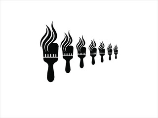 Hair salon brush icon with hair strands forming