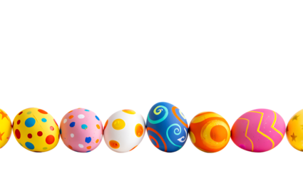 Colorful Painted Easter Eggs Decoration on Black Background Festive Arrangement