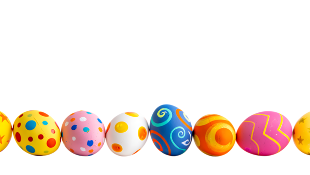 Colorful Painted Easter Eggs Decoration on Black Background Festive Arrangement