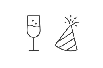 Celebration with drinks and party hats for a joyful gathering in a festive atmosphere