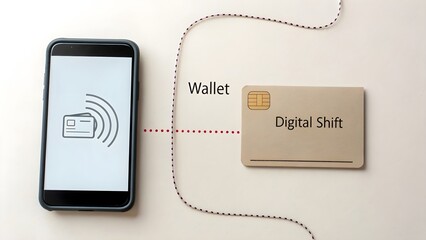 Smartphone communicating with credit card for digital payment