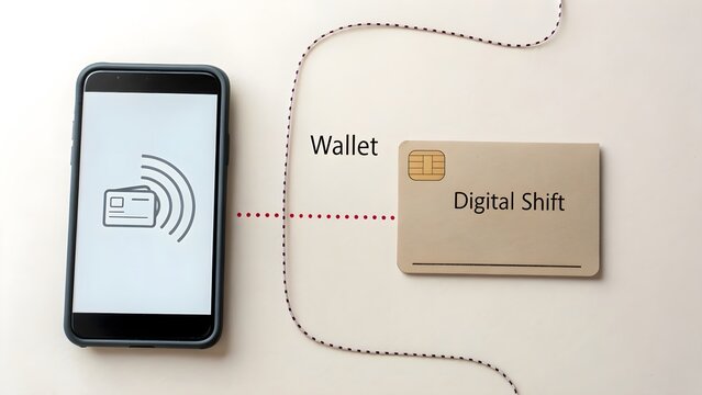 Smartphone communicating with credit card for digital payment