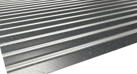 Close up shot of a corrugated metal sheet with a silver color tone
