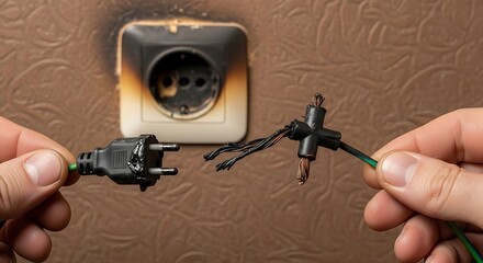 Electrical Hazard - Damaged Outlet and Exposed Wires Presenting a Fire Risk.