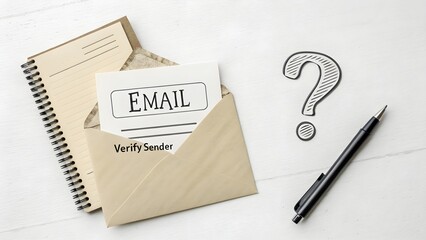 Email in an Envelope with Question Mark Illustration