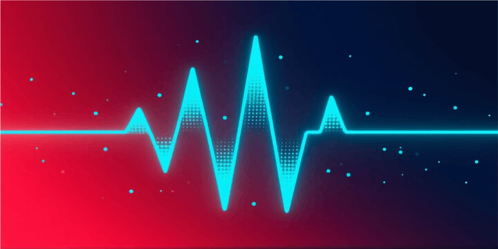 Cardiogram pulse rate on monitor displaying a red line forming a heart shape for medical health technology